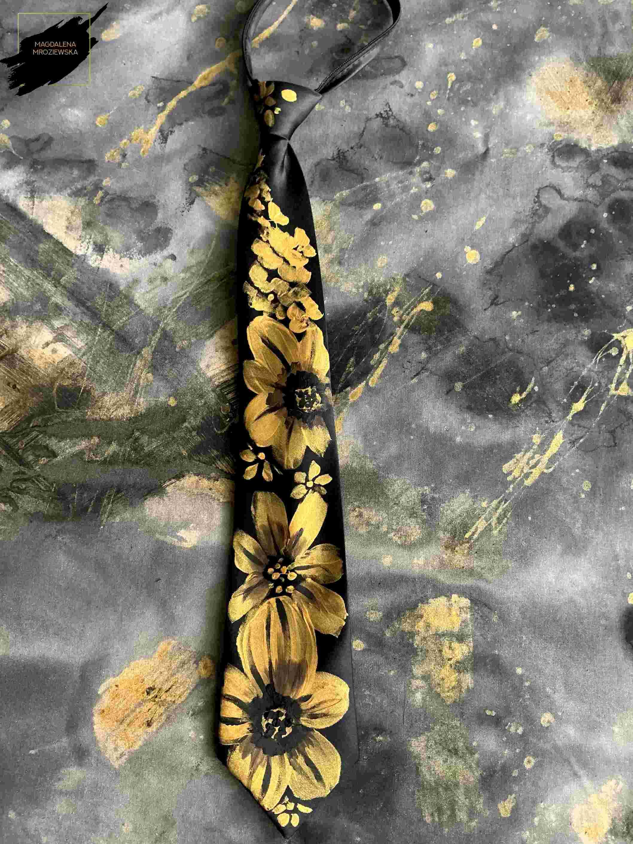 Krawat GOLD FLOWERS